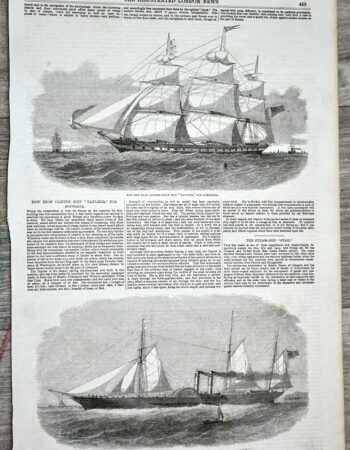 Antique Print, New Iron Clipper, 1853
