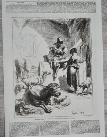 Vintage Print, Shepherd seated at a fountain, 1870