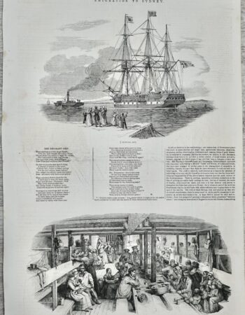 Antique Print, Emigrants, 1844