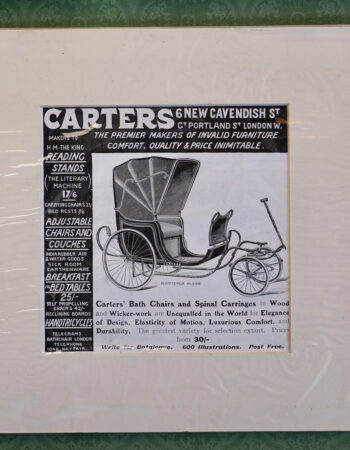 Rare Original Vintage Print, Carter's Bath Chairs and Spinal Carriages, 1900