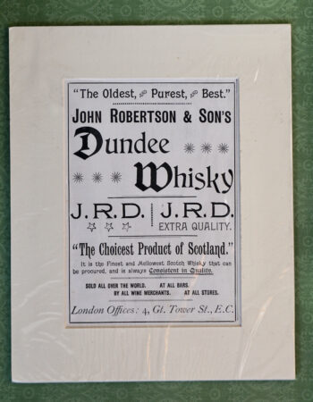 Rare Vintage Print, John Robertson & Son's, Dundee Whisky, 1890