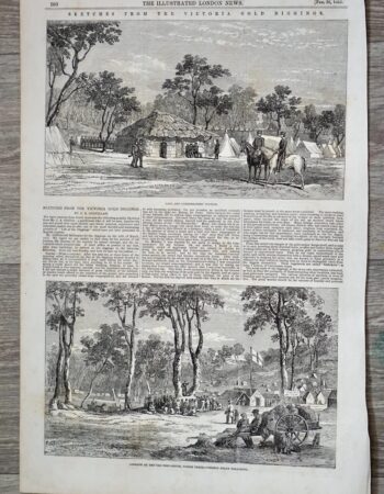 Antique Print, Victoria Gold Diggings, 1853