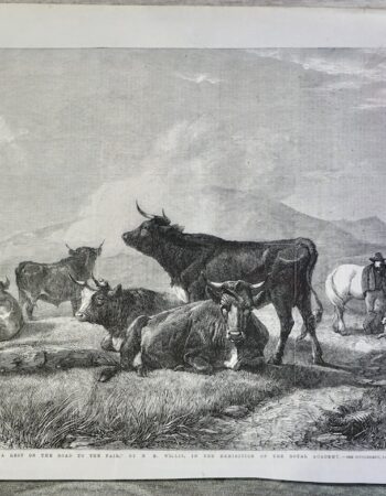 Antique Print, "A rest of the road...", 1861