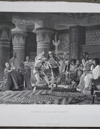 Antique Engraving Print, Pastime in Ancient Egypt, 1870
