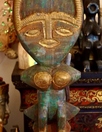 Vintage Wooden and Copper African Art