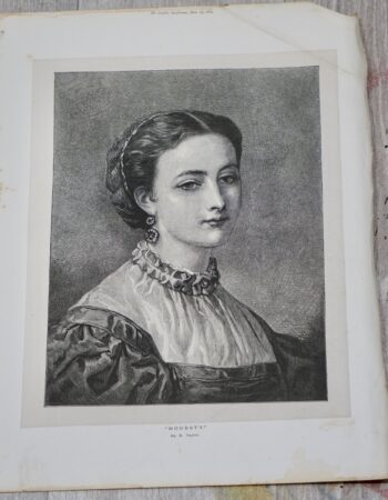 Antique Print, Modesty, 1872
