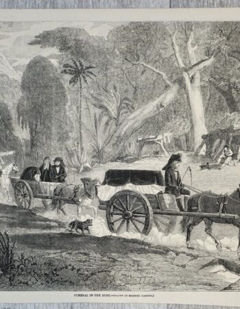 Antique Print, Funeral in the Bush, 1860