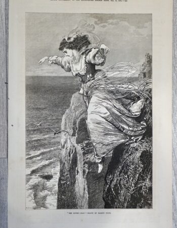 Antique Print, The Lover's leap, 1873