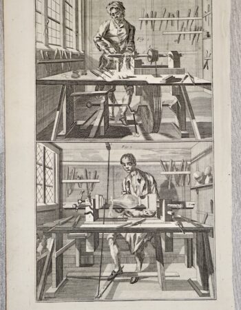 Antique Engraving Print, Turning, 1860