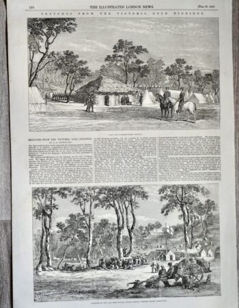 Antique Print, Victoria Gold Diggings,  1853