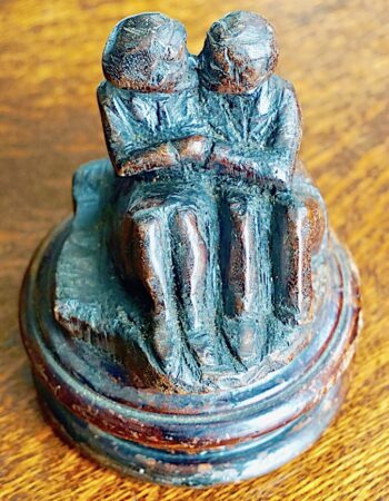 "The Kiss", Vintage Romantic wood sculpture