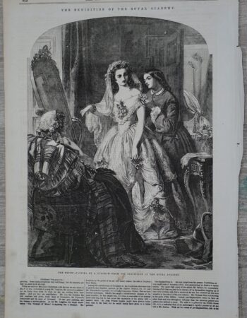 Antique Engraving Print, The Bride, 1856
