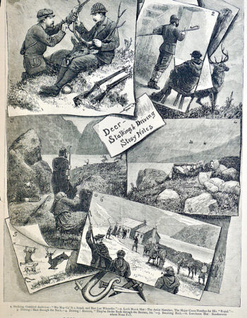 Vintage Print, Deer Stalking & Driving in Scotland, 1881