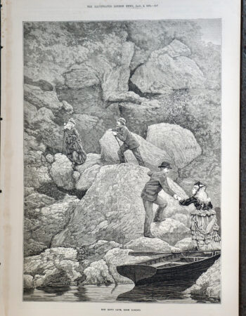 Antique Print, Rob Roy's Cave, Loch Lomond, 1873