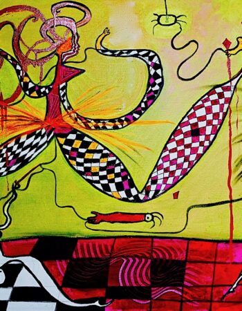 "La pièce des fils", mixed media on canvas by Mary Blindflowers©