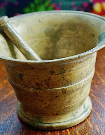 Antique 18th C. Solid Brass Mortar & Pestle