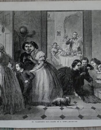 Antique Engraving Print, St. Valentine's Day, 1863