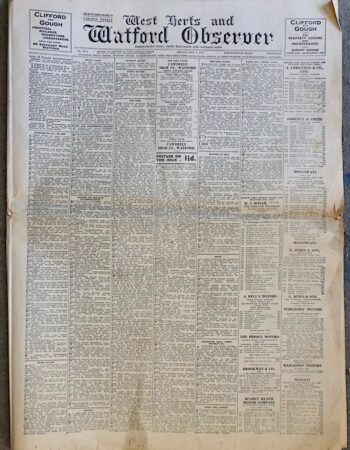 Rare Original West Herts & Watford Observer, Friday, May 7, 1937