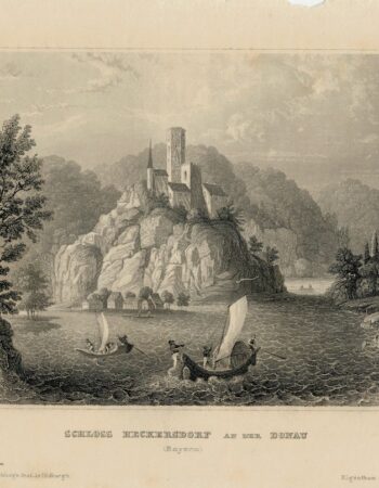 Antique Engraving Print, Schloss Heckersdorf and Der Donau, 1840