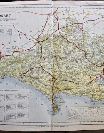 Antique Original Map of Dorset, 1884