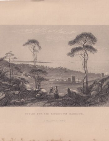 Antique Engraving Print, Dublin bay and Kingstown Harbour, 1830