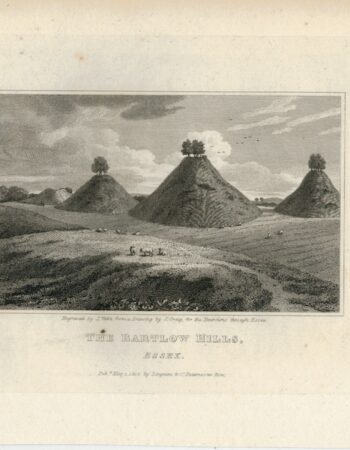 Rare Antique Engraving Print, The Bartlow Hills, Essex, 1819