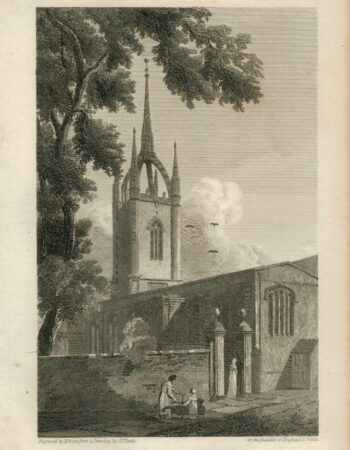 Antique Engraving Print, St. Dunstans in the East, London, 1815