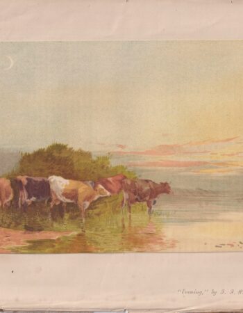 Antique Print, Evening, by Wainewright, 1868