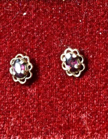 Antique Victorian Handmade Garnet Earrings, 9 k gold