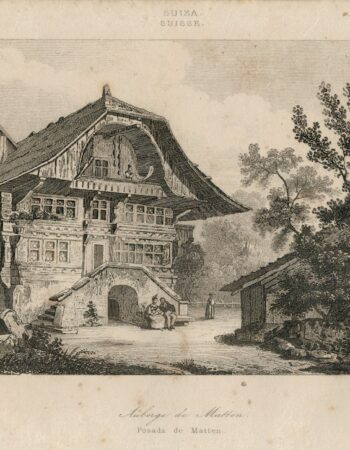 Antique Engraving Print, Auberge de Matten, Suisse, 1830