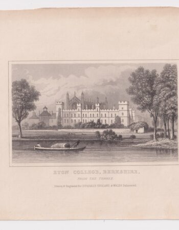 Antique Engraving Print, Eton College, Berkshire, 1845