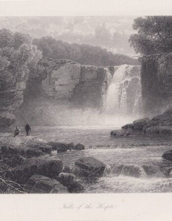 Antique Engraving Print, Falls of the Hespte, 1876