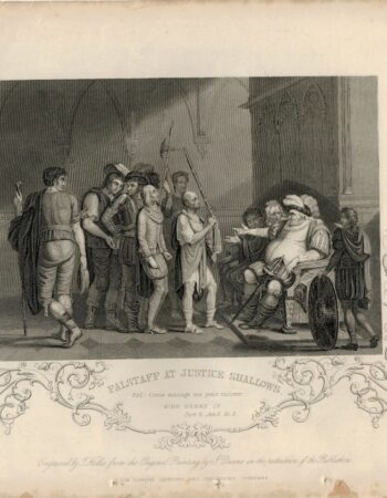 Antique Engraving Print, Falstaff at Justice Shallows, 1837 ca.