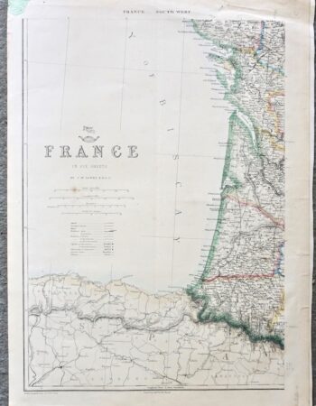 Antique Map, France, South West, 1859