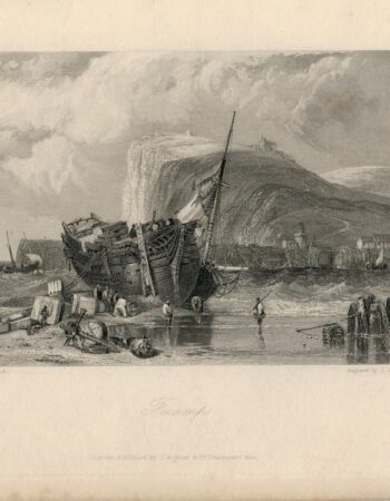 Antique Engraving Print, Fecamp, 1836