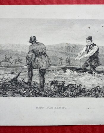 Antique Print, Net Fishing, 1860