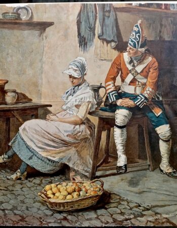 Antique Print, The soldier and the lady, 1880 ca.