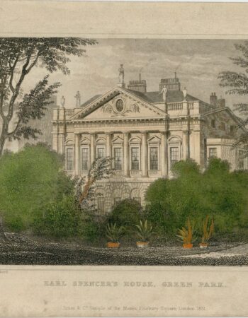 Antique Engraving Print, Earl Spencer's House, Green Park, 1831