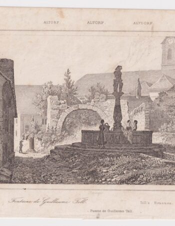 Rare Antique Engraving Print, Fuente de Guillermo Tell, 1790