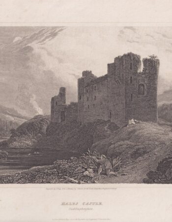 Antique Engraving Print, Hales Castle, 1814
