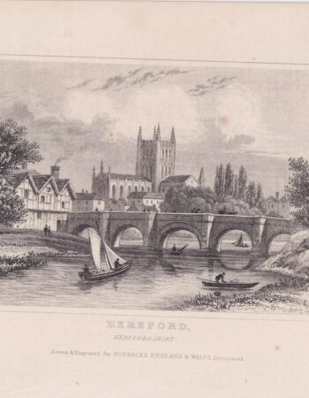 Antique Engraving Print, Hereford, Herefordshire, 1820
