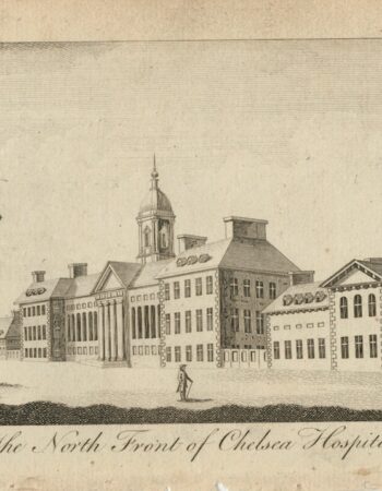 Antique Engraving Print, The North Front of Chelsea Hospital, 1770 ca.