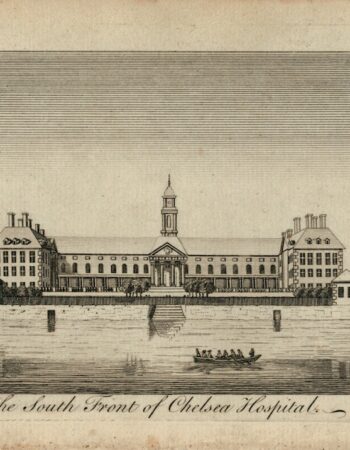 Antique Engraving Print, The South Front of Chelsea Hospital, 1770 ca.