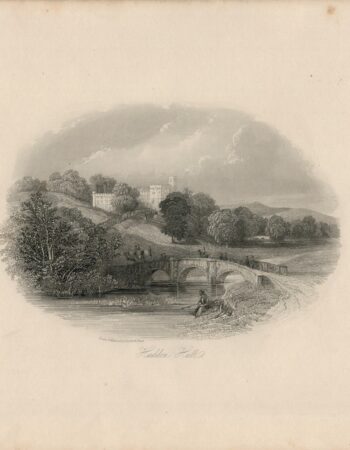 Antique Engraving Print, Haddon Hall, 1840
