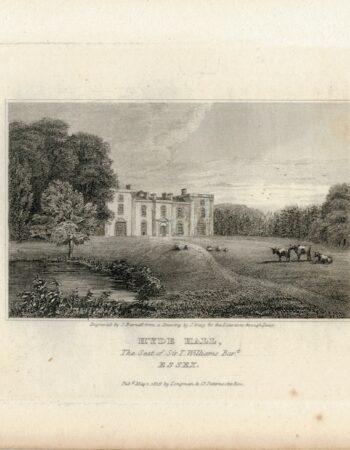 Antique Engraving Print, Hyde Hall, Essex, 1819