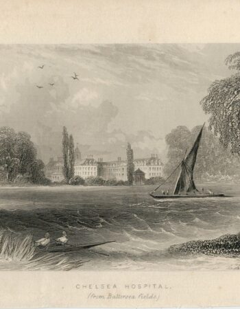 Antique Engraving Print, Chelsea Hospital, 1809