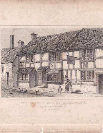 Antique Engraving Print, The Birth-Place of Shakespeare, 1840 ca.