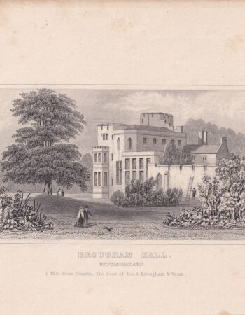Antique Engraving Print, Brougham Hall, 1835 ca.