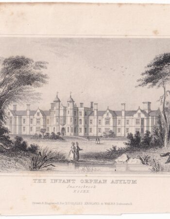 Antique Engraving print, The Infant Orphan Asylum, 1835 ca.