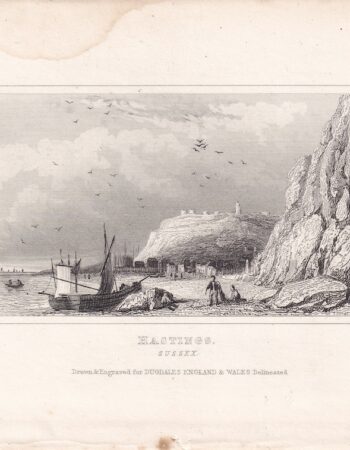 Antique Engraving Print, Hastings, 1840 ca.